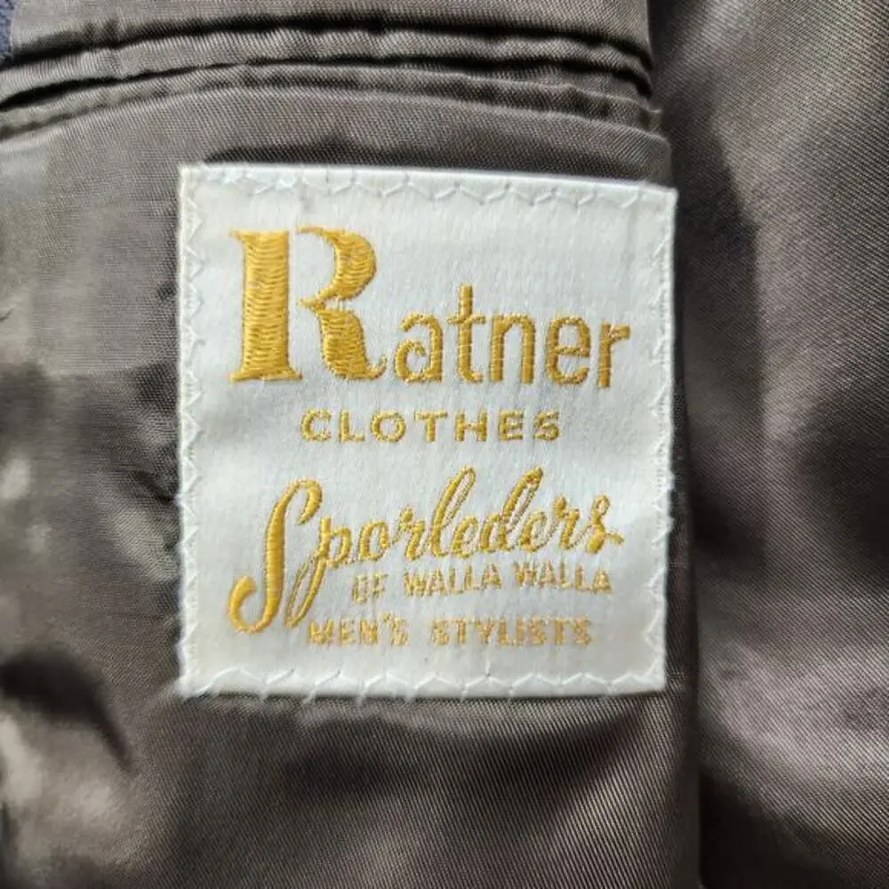 Vintage Ratner Clothes Sporleders Blazer Mens 41R Gray Wool 2-Button Suit Jacket